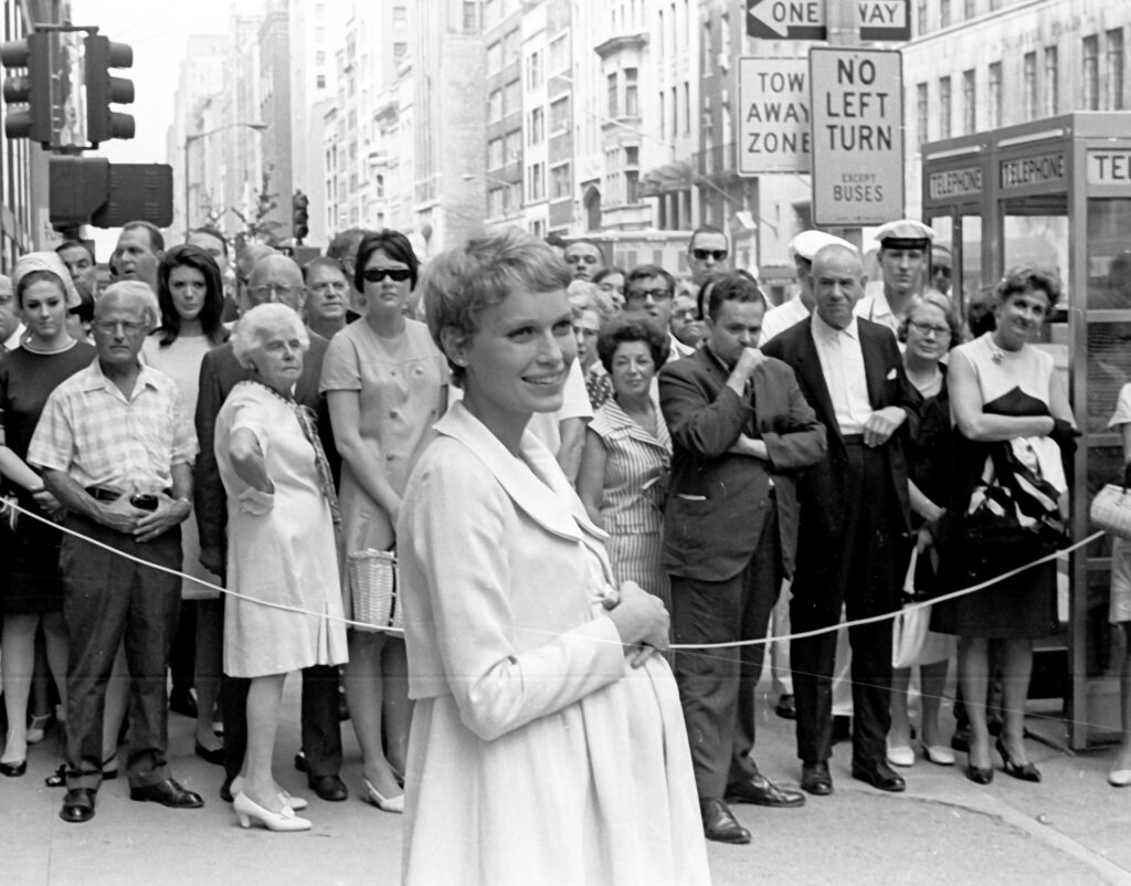 NEW YORK CITY - AUGUST 28:  Mia Farrow sighted on location filming "Rosemary's Baby" on August 28, 1967 at Tiffany's in New York City. (Photo by Ron Galella/WireImage)